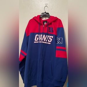 Men’s Starter Royal/ Red New York Giants Extreme Full Zip Hoodie